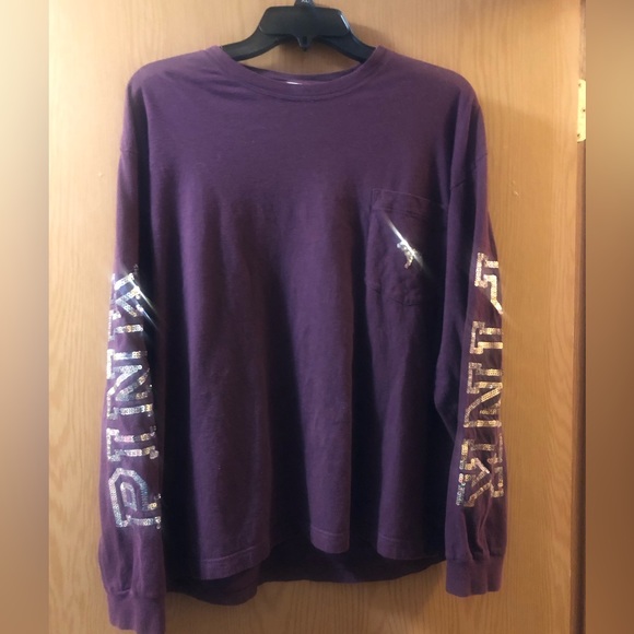 PINK Victoria's Secret Tops - Victoria Secret Pink Women’s Long Sleeve Bling Dark Tee
